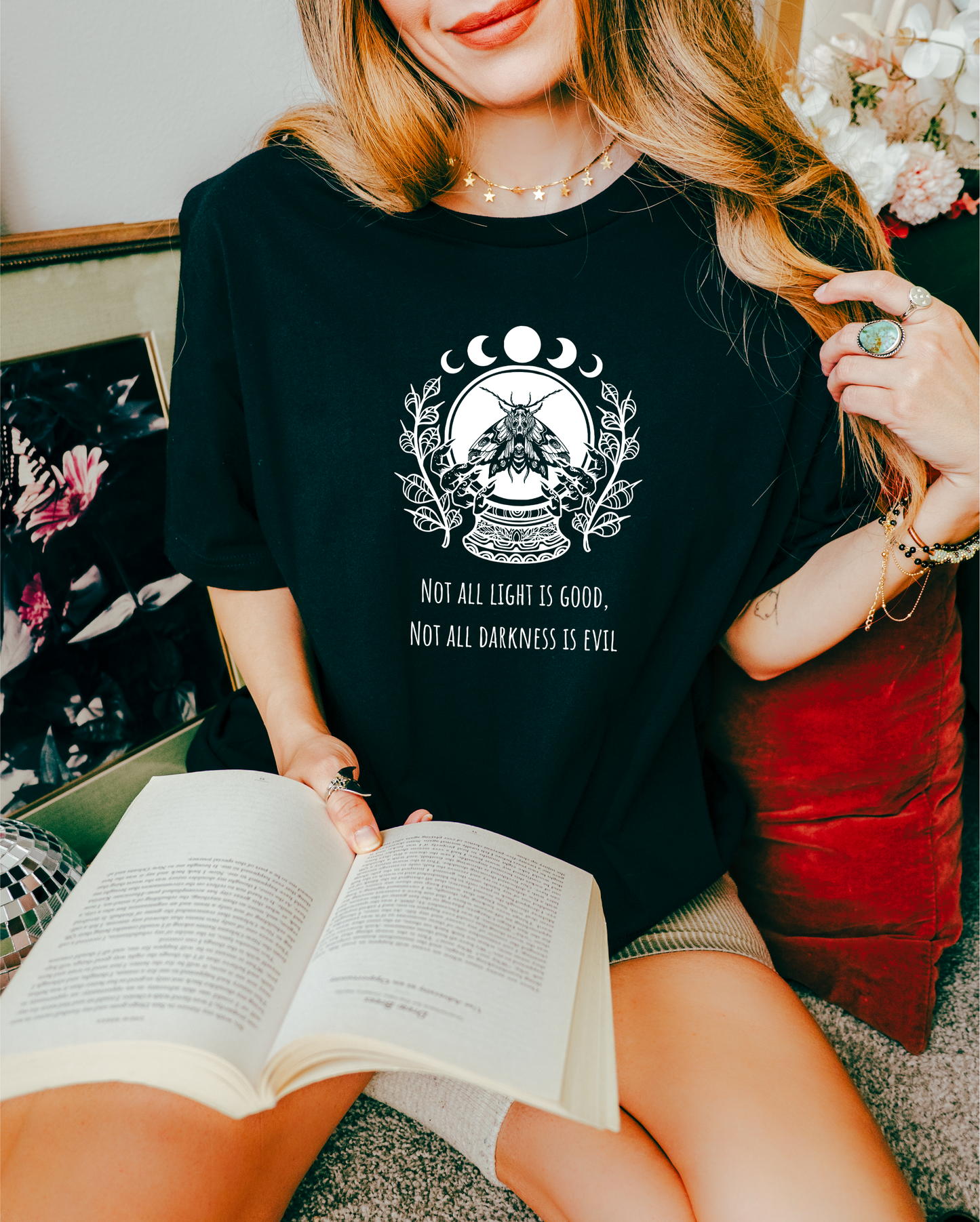 Not All Light is Good T-Shirt – Gothic Dark Academia & Witchy Bookish Tee